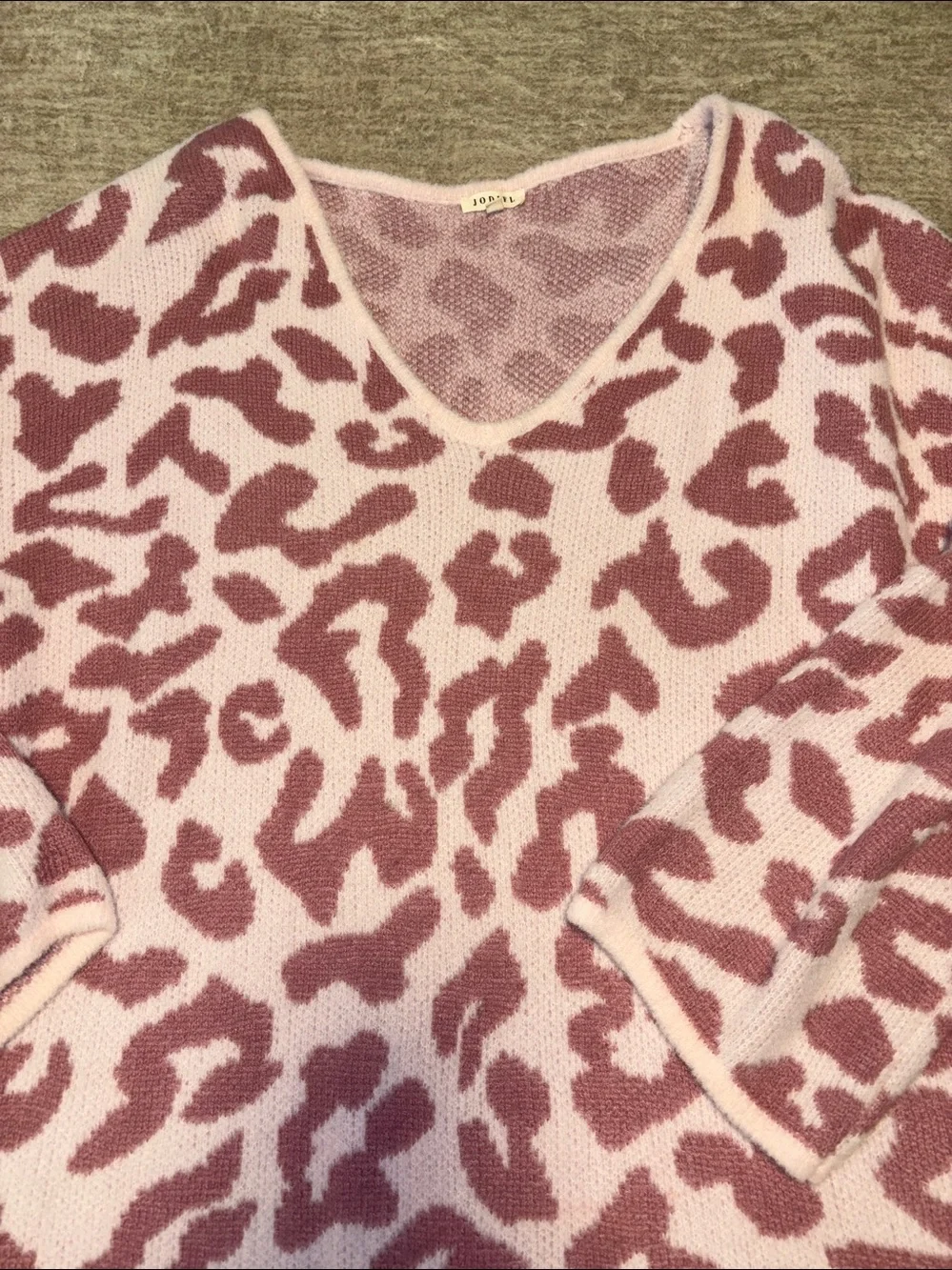 1X oversized Pink leopard cheetah print cozy soft sweater JODIFL 2x 3x light
